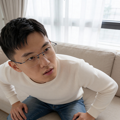 OWNDAYS | AIR Navy Rimless Wellington left side